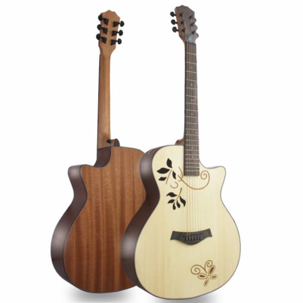 40 inch spruce sapele acoustic guitar with special soundhole