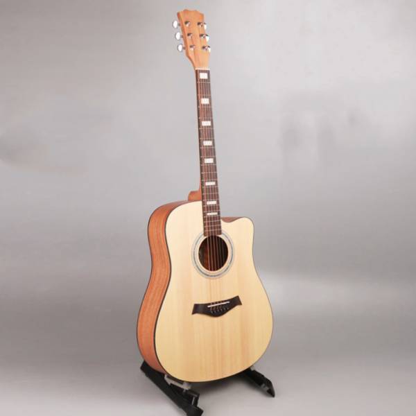41 inch  spruce sapele acoustic guitar with fingerboard carving