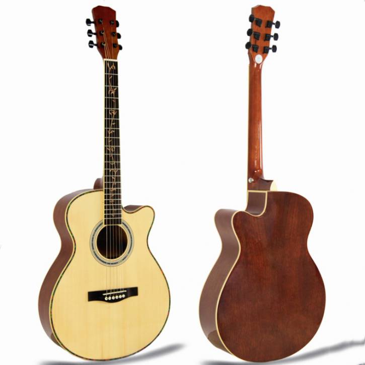 40 inch high quality spruce sapele acoustic guitar with fingerboard carving